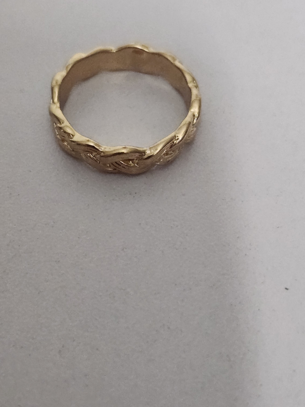 Gold Tone Braided Band Ring Textured Woven Rope Statement Ring Size 7.5